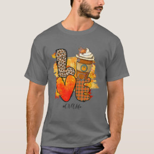 Camiseta Leopard Plaid LOVE CNA Life Pumpkin Spice Thanksgi