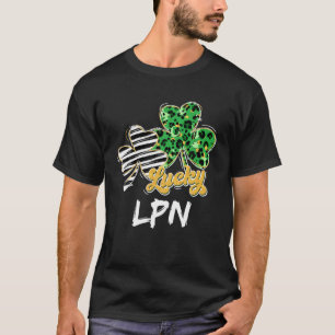 Camiseta Leopard Plaid Shamrock Lucky LPN Enfermera Funny S