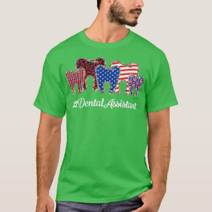 Camiseta Leopard Plaid Tooth Teeth Dental Assistant 4th Of
