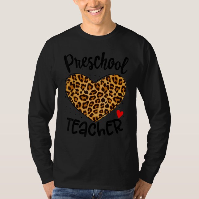 Camiseta Leopard Preescolar Teacher Back School Daycare App (Anverso)