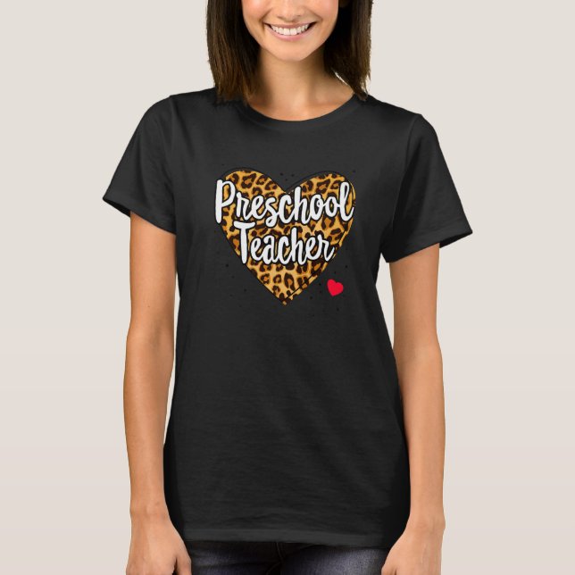 Camiseta Leopard Preescolar Teacher Back School Daycare App (Anverso)