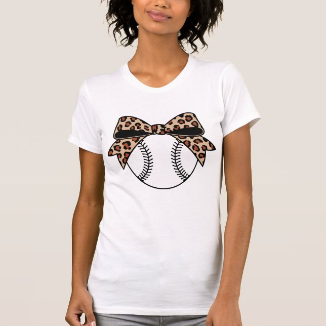Camiseta Leopard Print Baseball Bow | Trendy Sports Design (Anverso)