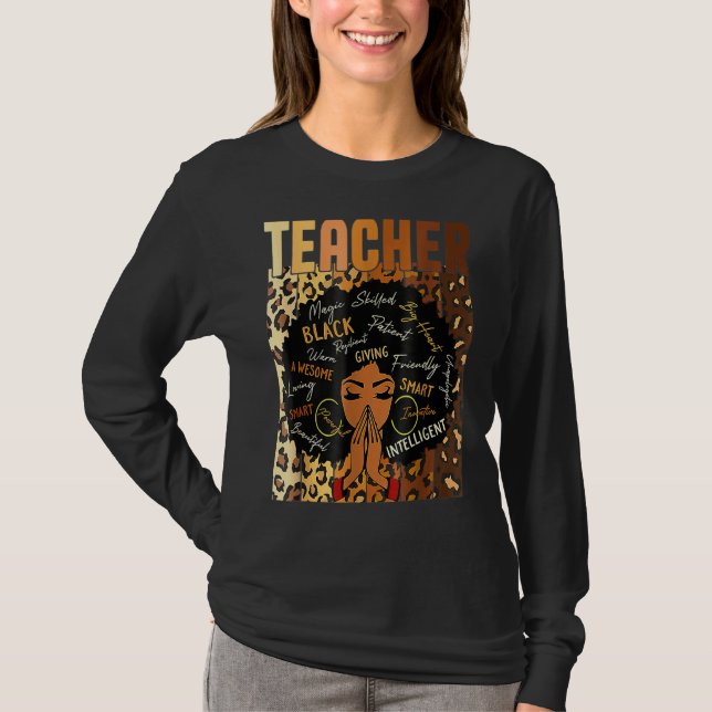 Camiseta Leopard Print Black Smart Teacher Afro Love Melani (Anverso)