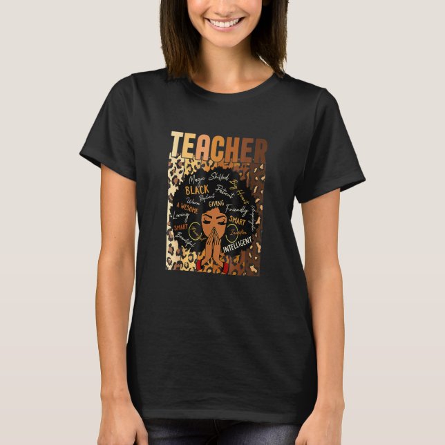 Camiseta Leopard Print Black Smart Teacher Afro Love Melani (Anverso)
