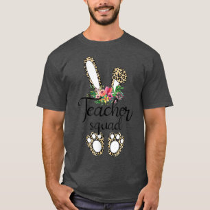Camiseta Leopard Print Bunny Teacher Squad Easter Day 2021