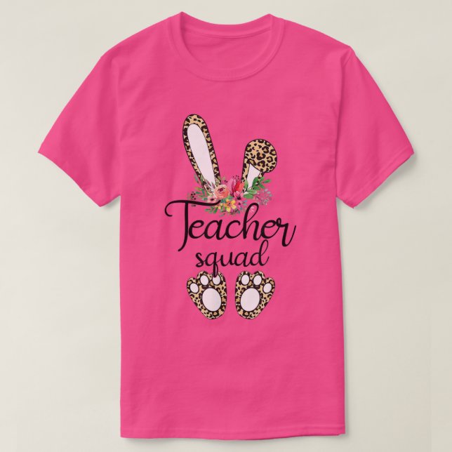 Camiseta Leopard Print Bunny Teacher Squad Easter Day 2022  (Diseño del anverso)