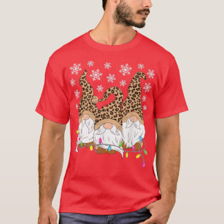 Camiseta Leopard Print Gnomes Xmas Navidades divertidos me
