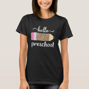 Camiseta Leopard Print Hello First Day of School