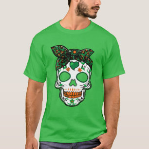 Camiseta Leopard Print Irish Sugar Skull S Women St Patrick