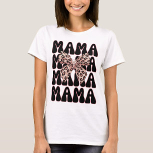 Camiseta Leopard Print Mama Coquette Cheetah Bow Trendy Mom
