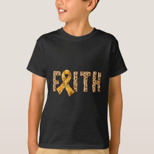 Camiseta Leopard Print Naranja Ribbon Faith Leukemia Awaren