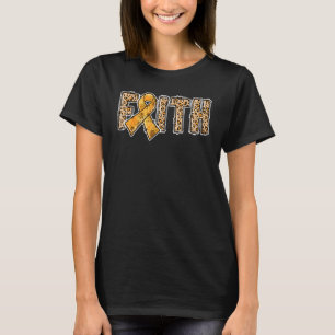 Camiseta Leopard Print Naranja Ribbon Faith Leukemia Awaren