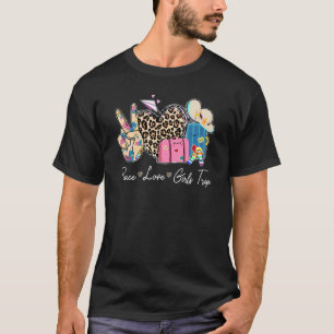Camiseta Leopard Print Peace Love Chicas Trip Vacance Mode