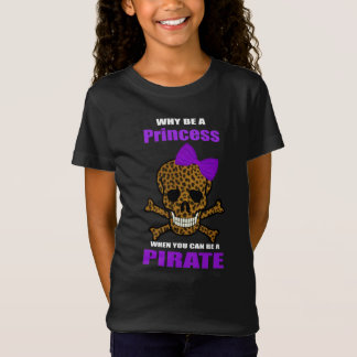 Camiseta Leopard Print Purple Bow Pirate Princess Skull