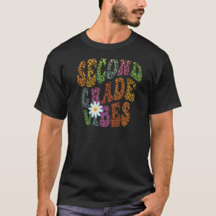 Camiseta Leopard Print SECOND GRADE VIBES Teacher Peace Lov