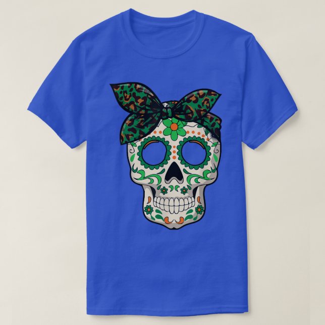 Camiseta Leopard Print Sugar Skull St Patricks Day , Irish  (Diseño del anverso)