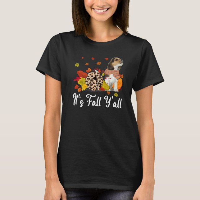 Camiseta Leopard Pumpkin Falling It's Fall Y'all Yellow Bea (Anverso)