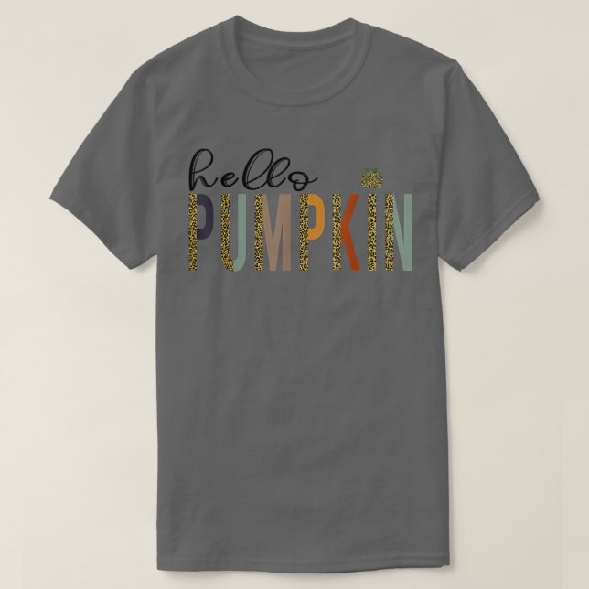 Camiseta Leopard Pumpkin Hello Pumpkin Graphic Fall Hallowe (Diseño del anverso)