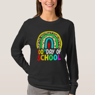 Camiseta Leopard Rainbow 100 Days Of School 100th Day Teach