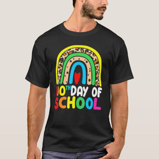 Camiseta Leopard Rainbow 100 días de clases (Anverso)