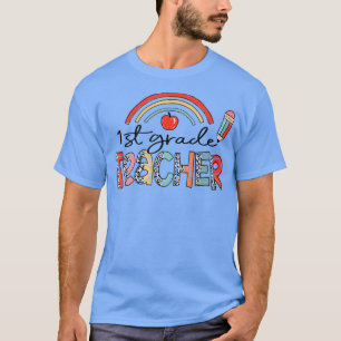 Camiseta Leopard Rainbow 1st Grade Teacher Back To School G