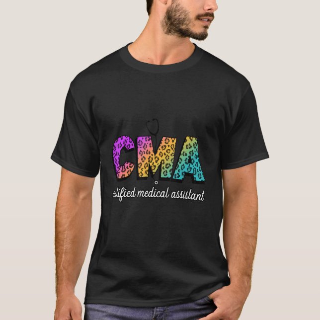Camiseta Leopard Rainbow Co, asistente médico certificado p (Anverso)