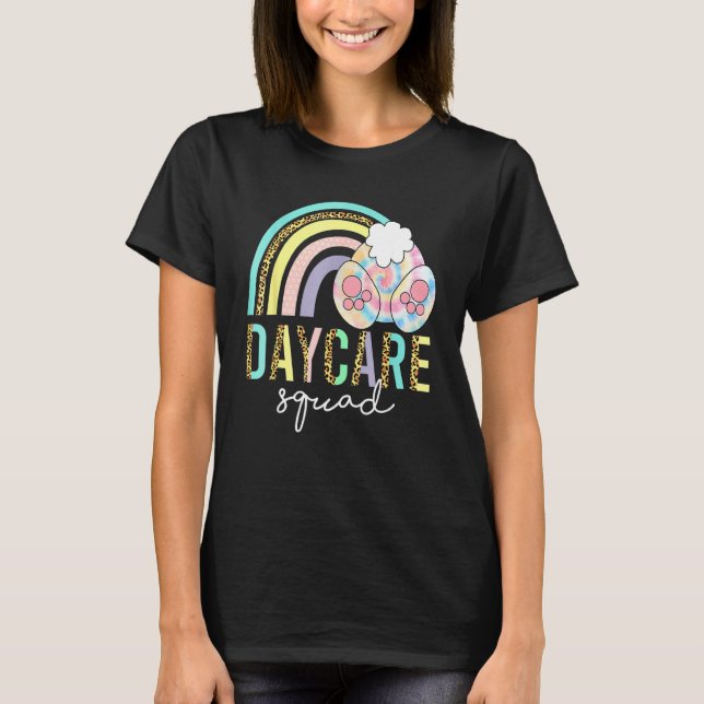 Camiseta Leopard Rainbow Daycare Bunny Easter Day Christian (Anverso)