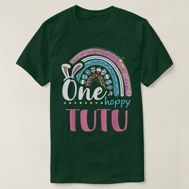 Camiseta Leopard Rainbow Easter Huevos Conejitos One Hoppy  (Diseño del anverso)