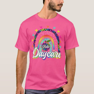 Camiseta Leopard Rainbow Hello Daycare Back To School Kids 