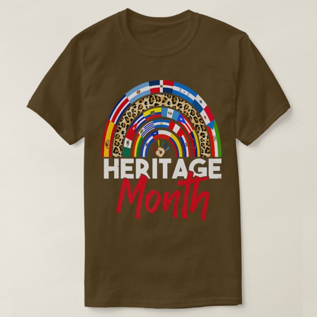Camiseta Leopard Rainbow Hispanic Heritage Month Tshirt Lat (Diseño del anverso)
