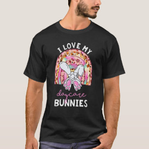 Camiseta Leopard Rainbow I Love My Daycare Bunnies Teacher