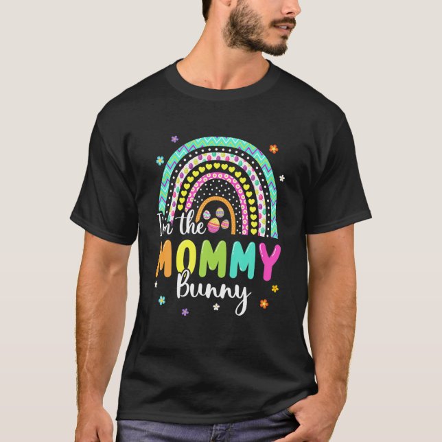 Camiseta Leopard Rainbow I'm The Mommy Bunny Easter Egg Mot (Anverso)