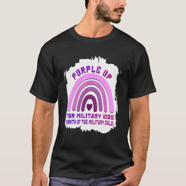 Camiseta Leopard Rainbow Military Child Mes Purple Up Ble (Anverso)