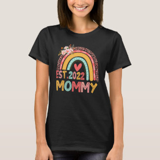 Camiseta Leopard Rainbow Mommy Est 2022 Día de la Madre Flo