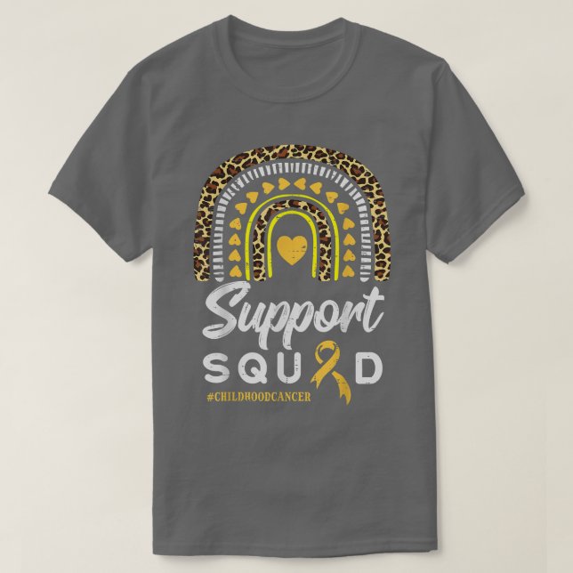 Camiseta Leopard Rainbow Support Squad Children Cancer Awa (Diseño del anverso)