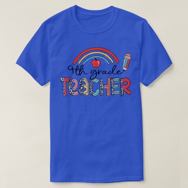 Camiseta Leopard Rainbow Teacher de noveno grado de vuelta  (Diseño del anverso)