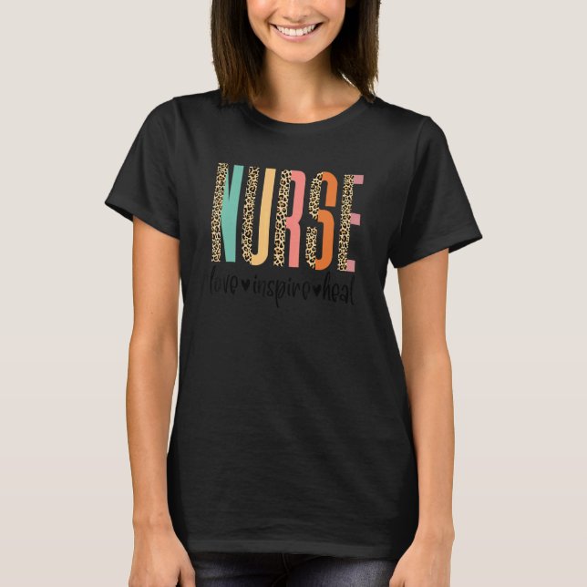 Camiseta Leopard Registro de Enfermeras Amor Inspire Enferm (Anverso)