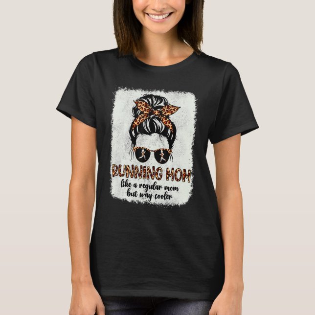 Camiseta Leopard Running Mom Messy Bun Sprinter Runner Moth (Anverso)