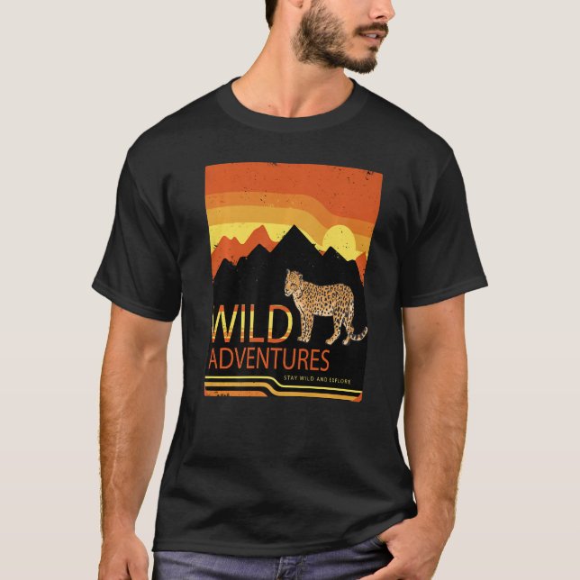 Camiseta Leopard safari savannah Africa salvaje gata aventu (Anverso)