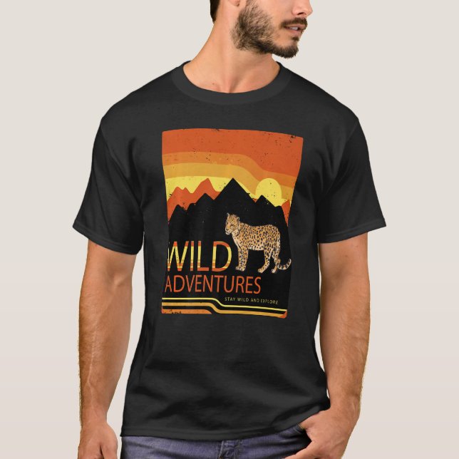 Camiseta Leopard safari savannah Africa salvaje gata aventu (Anverso)