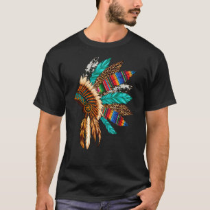Camiseta Leopard Serape Piel de vaca Indian Headdress
