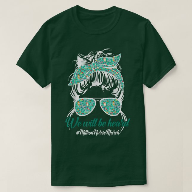 Camiseta Leopard Seremos Escuchados Messy Bun Nurse Million (Diseño del anverso)