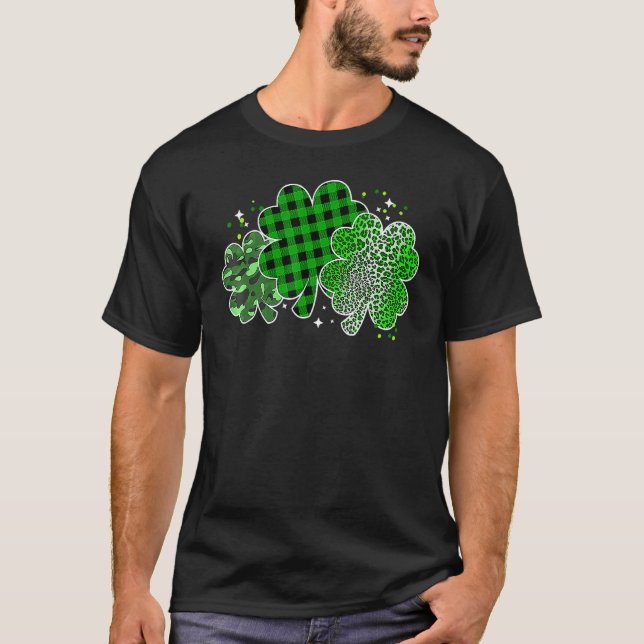 Camiseta Leopard Shamrock Lucky Charm Men Women Irish St Pa (Anverso)