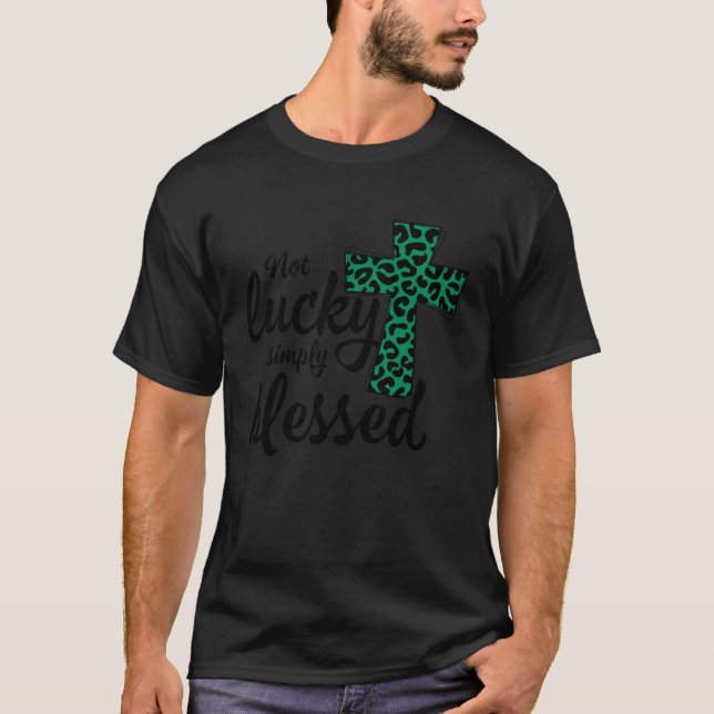 Camiseta Leopard Shamrock Not Lucky Simply Blessed St Patri (Anverso)