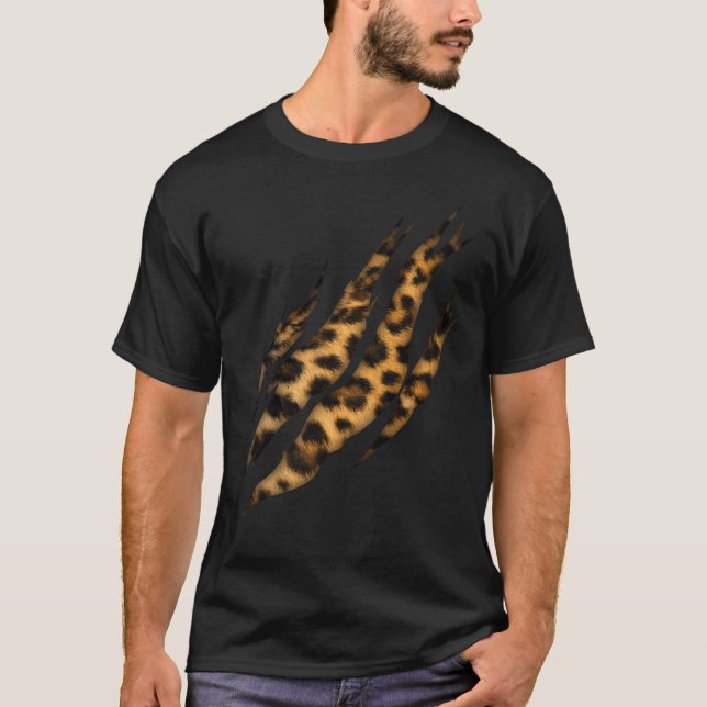 Camiseta Leopard Skin Print Torn Claw (Anverso)
