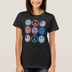 Camiseta Leopard Smile Enfrenta Paz Bandera Estadounidense 