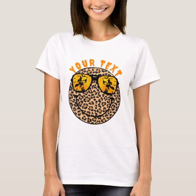 Camiseta Leopard Smile Face Halloween Personalizado Textos (Anverso)