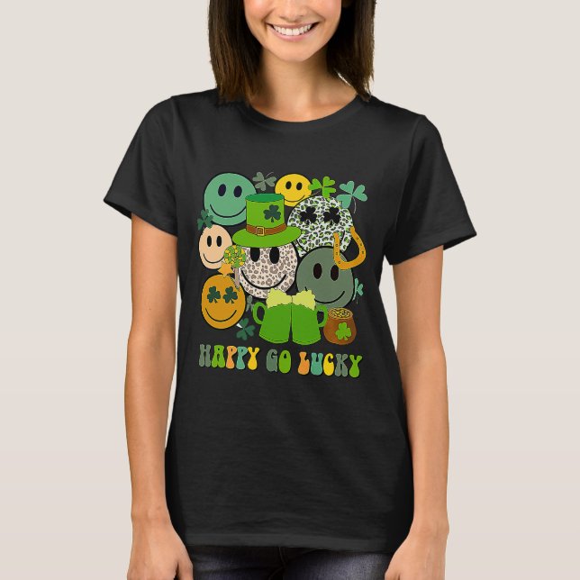Camiseta Leopard Smile Face Leprechaun Gorra Happy Go Lucky (Anverso)