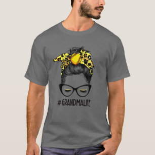 Camiseta Leopard Softball Grandma Life Messy Bun Game Day M