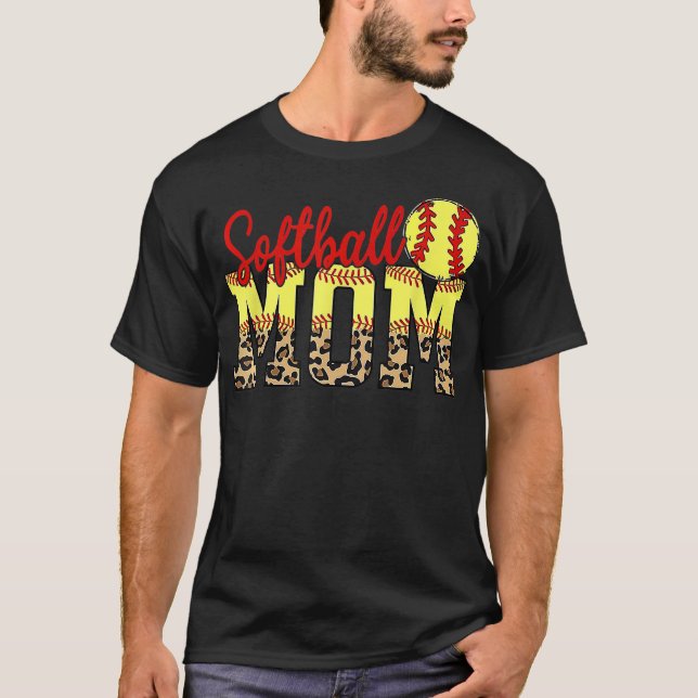 Camiseta Leopard Softball Mom Game Day Mother's Day 2022 Gi (Anverso)